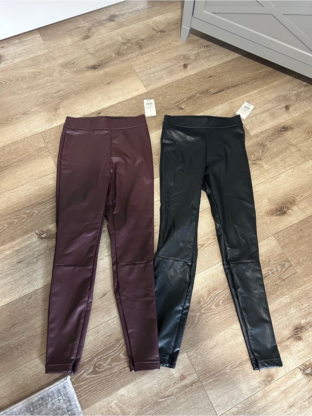 NWT a new day Faux Leather High-Waist Leggings in Black and Burgundy